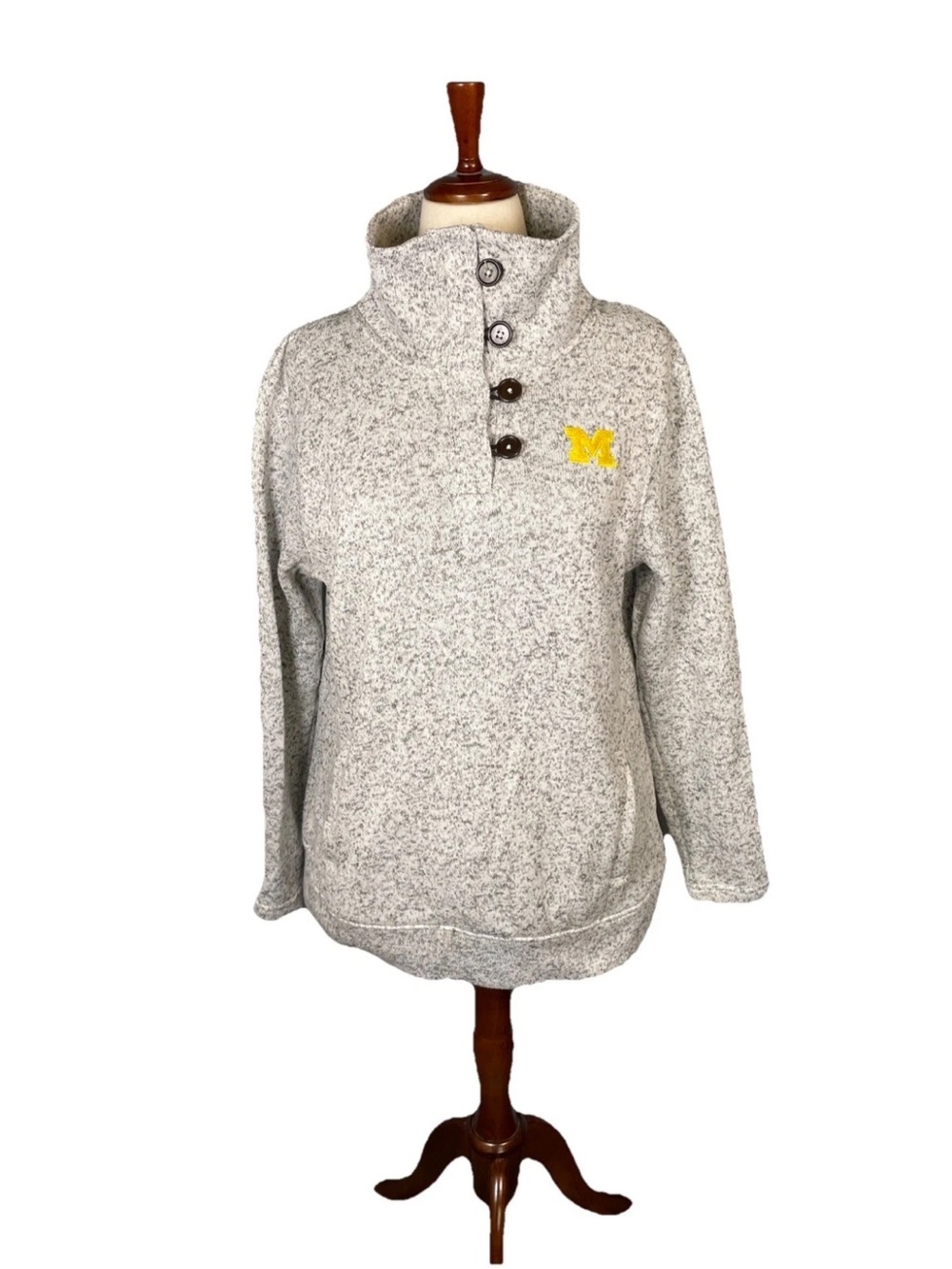 Champion Elite 1/4 button cowl neck U Of M University Of Michigan Sweater Large